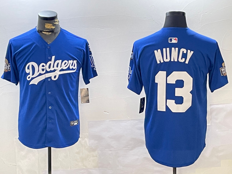 Men Los Angeles Dodgers #13 Muncy 2024 World series patch blue jersey 20241120125->los angeles dodgers->MLB Jersey